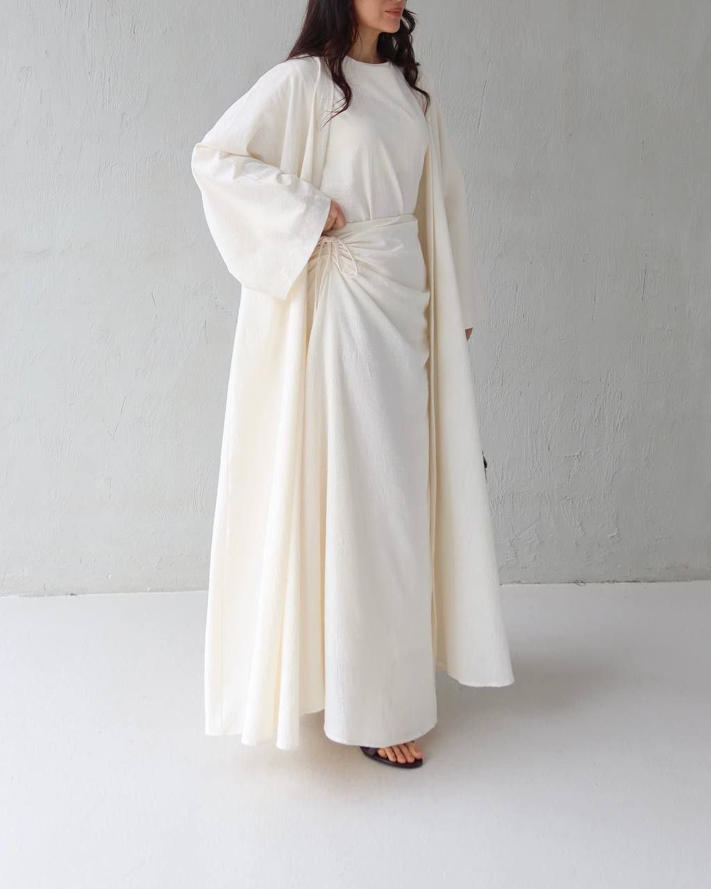 Set ( abaya, podhaljina, suknja i bluza) ecru