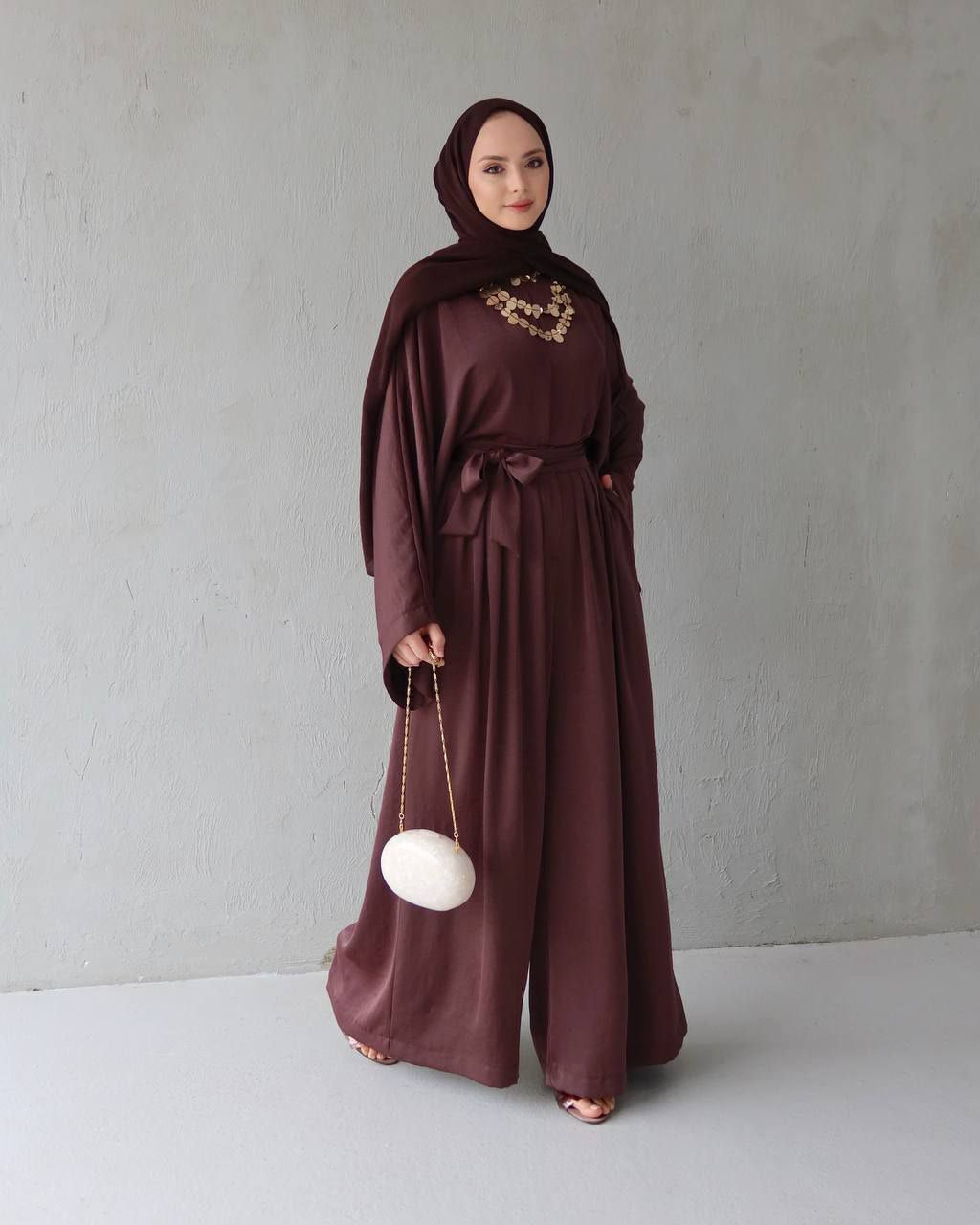Smedji komplet od satena ( široke pantalone i bluza )- premium